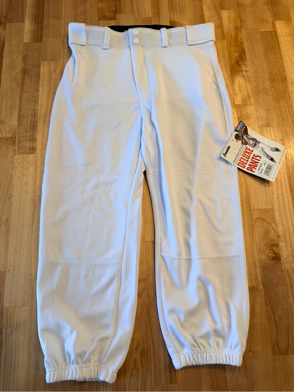 Kids White Baseball Pants with Elastic Ankles